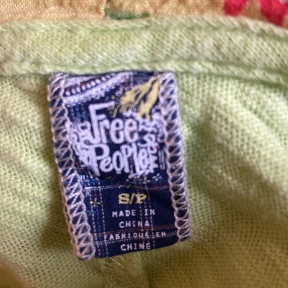 Vintage Free People Lime Green Floral Crop Short Sleeve Slouchy Hoodie Small - Picture 8 of 11